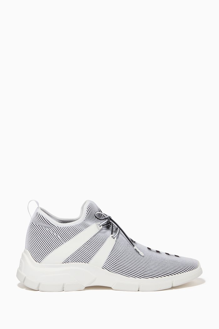 

Logo Striped Runner Sneakers, White