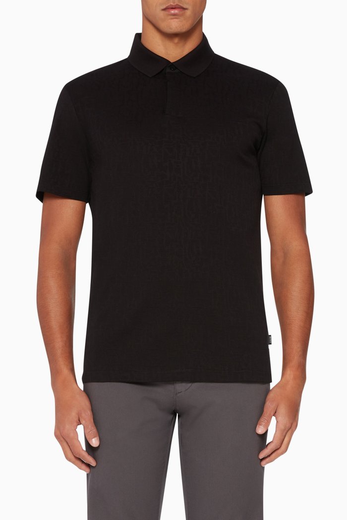 

Pitton 15 Jacquard Slim-Fit Polo, Black