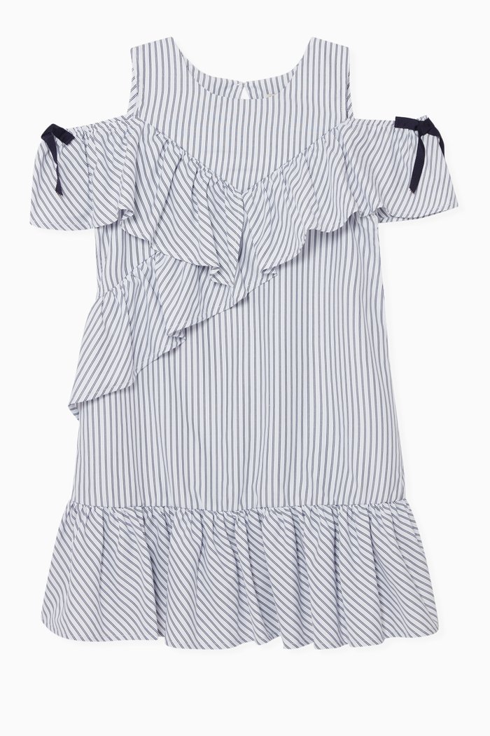 

Nautical Ruffle Dress, White