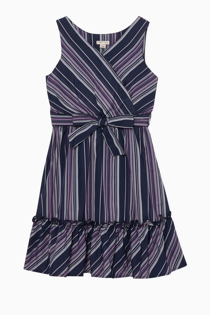 

Sleeveless Striped Dress, Blue