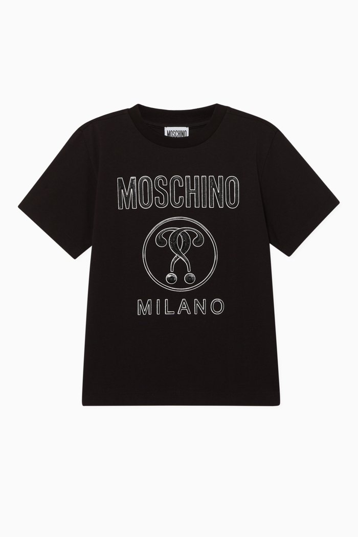 

Question Mark Logo Print T-Shirt, Black