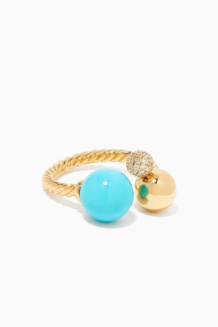 

Solari Cluster Turquoise & Diamond Ring, Yellow