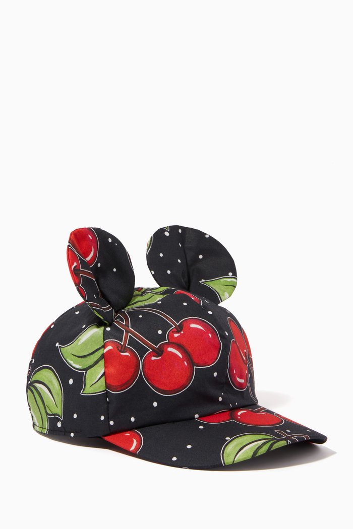 

Printed Cap with Ears, Black
