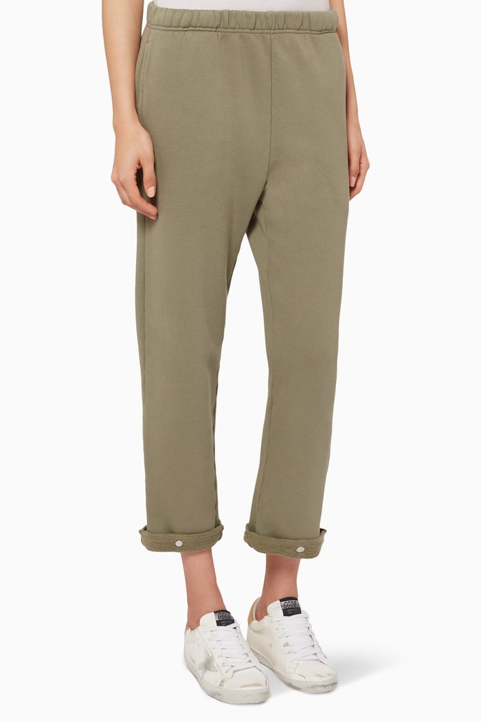 Snap Front Jersey Sweatpants, Brown