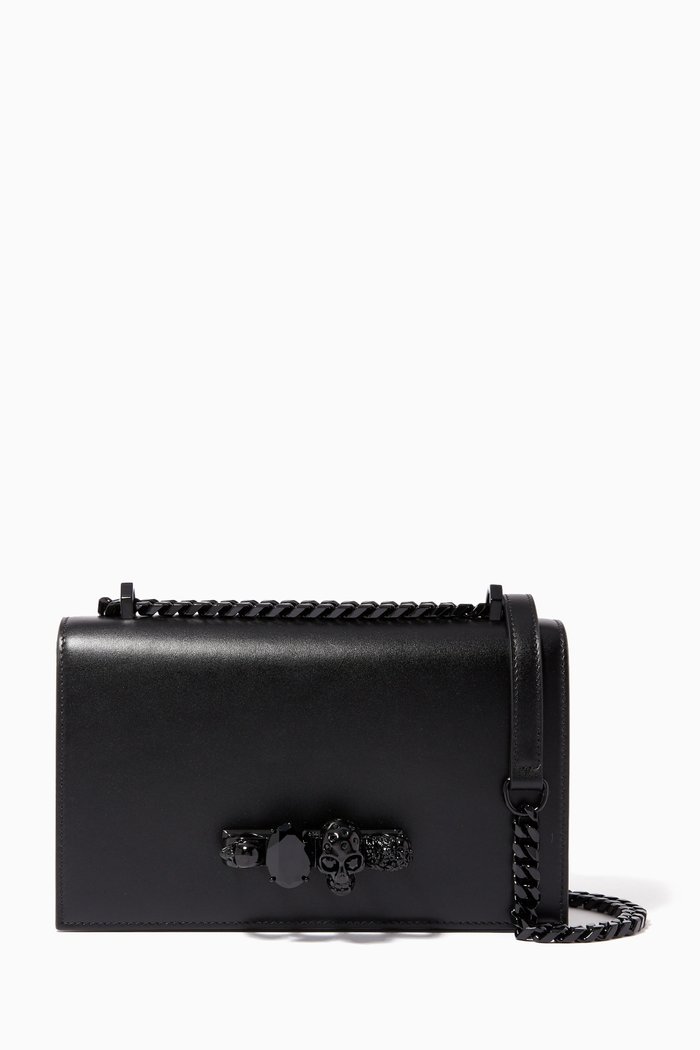 

Jewelled Leather Satchel, Black