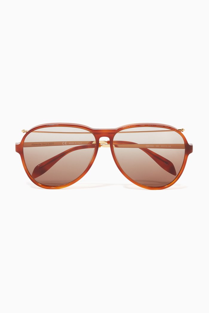 

Piercing Pilot Acetate Sunglasses, Gold