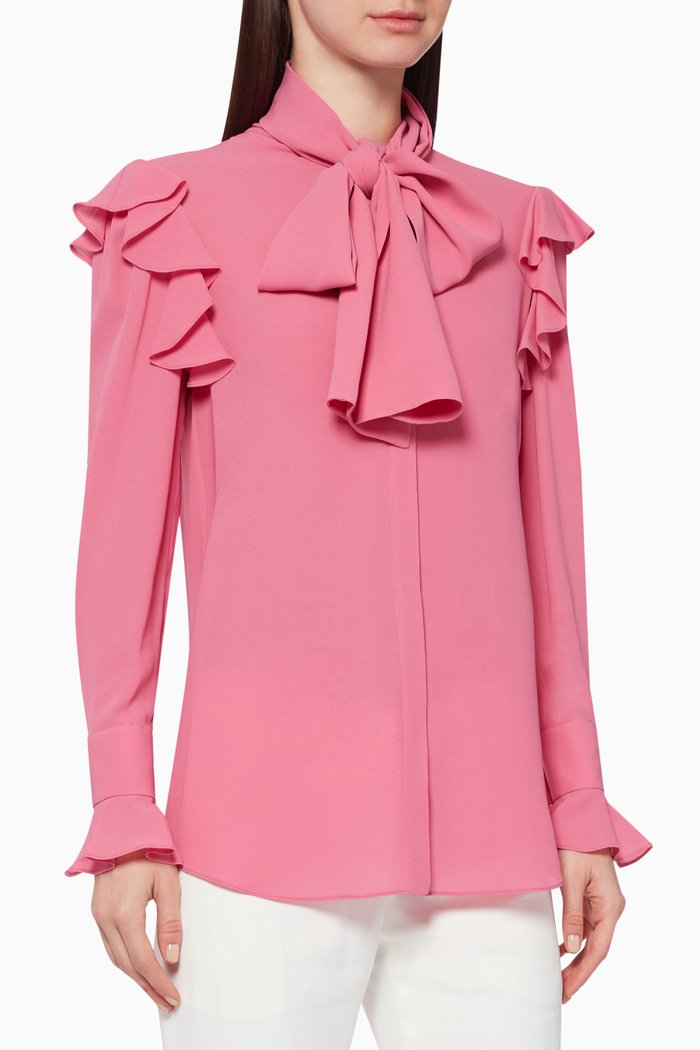 

Ruffled Silk Blouse, Pink