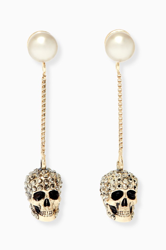 

Pavé Skull Chain Earrings, Silver