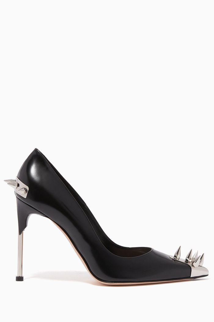 

Punk Stud Leather Pumps, Black