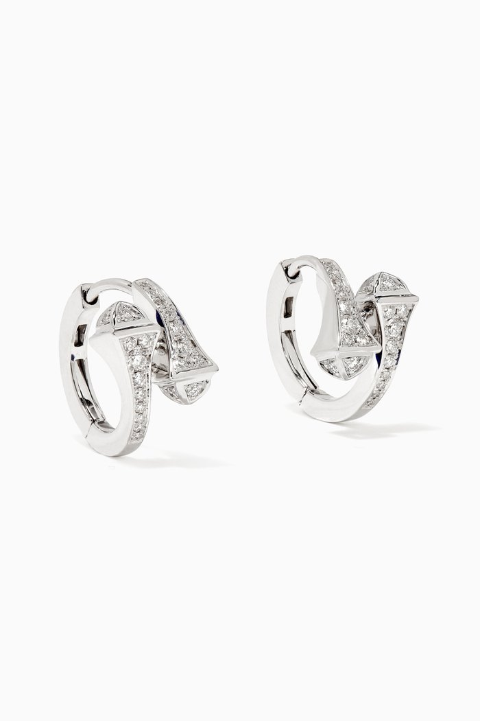 

Cleo Full Diamond Huggie Earrings in 18kt White Gold, Silver