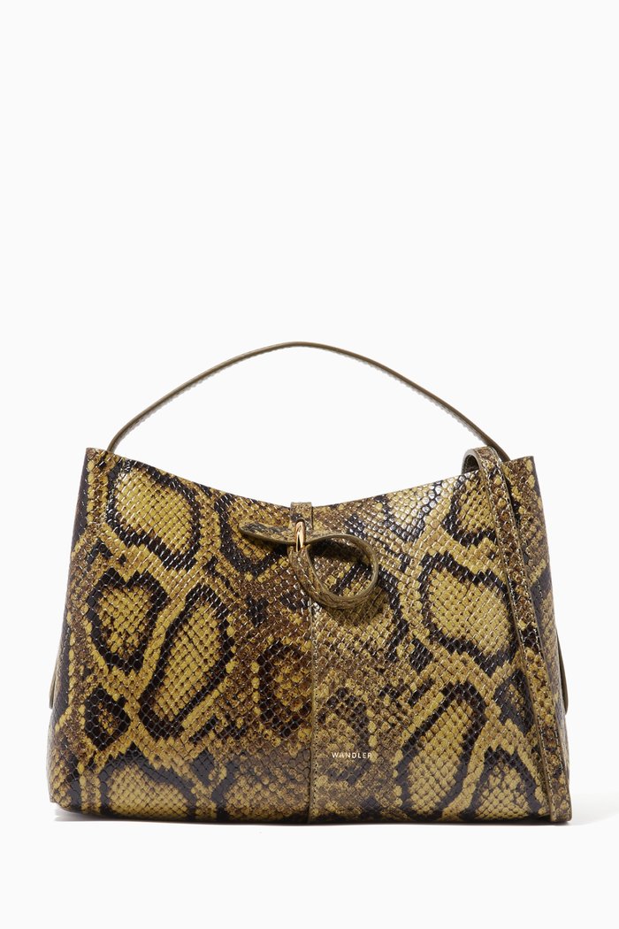 

Mini Ava Tote Bag in Snakeskin-Embossed Leather, Green