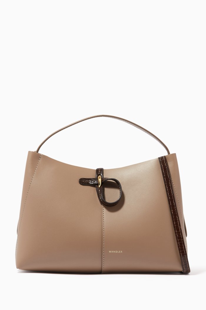 

Mini Ava Tote Bag in Leather, Grey