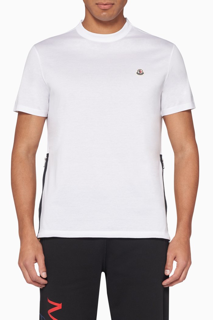 

Zip Nylon Detail Cotton T-Shirt, White