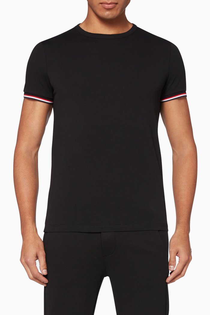 

Stripe Trim Jersey T-Shirt, Black