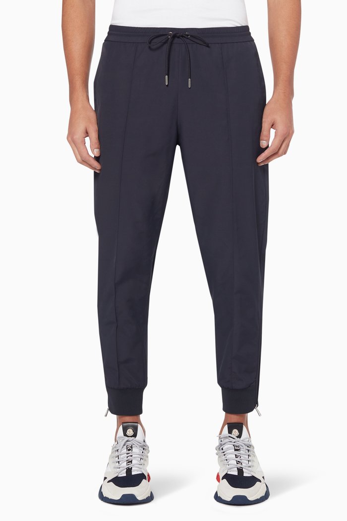 

Zip Detail Cotton Blend Pants, Blue