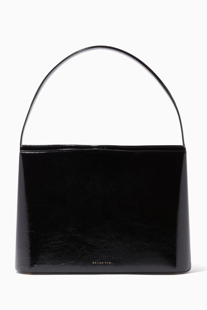 Felix Shoulder Bag in Patent Leather, Black
