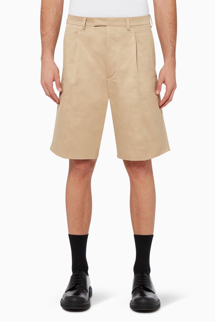 Striped Cotton Chino Shorts, Neutral
