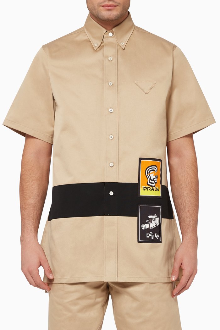 

Logo Patch Printed Shirt, Neutral