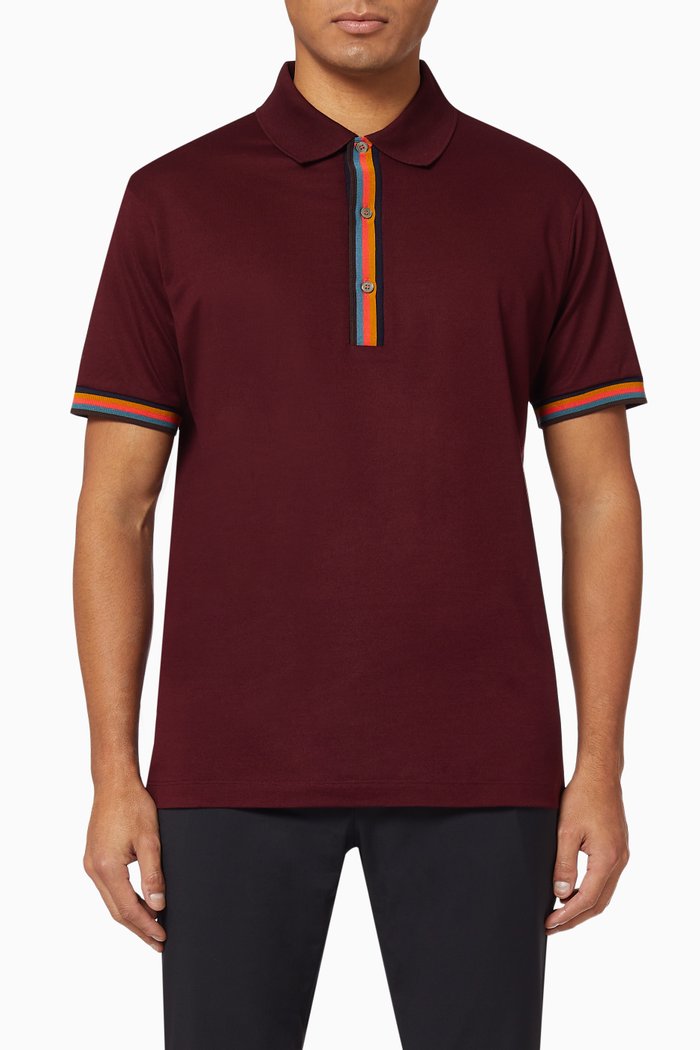 

Artist Stripe Cotton Polo Shirt, Red
