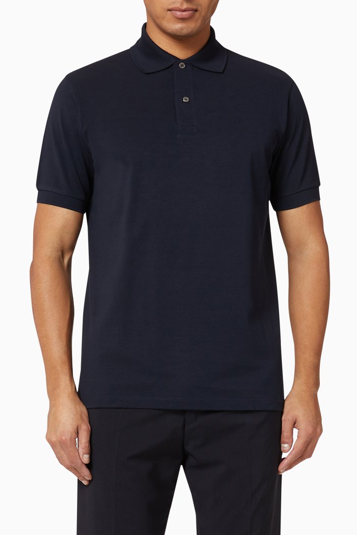 

Cotton Piqué Polo, Blue