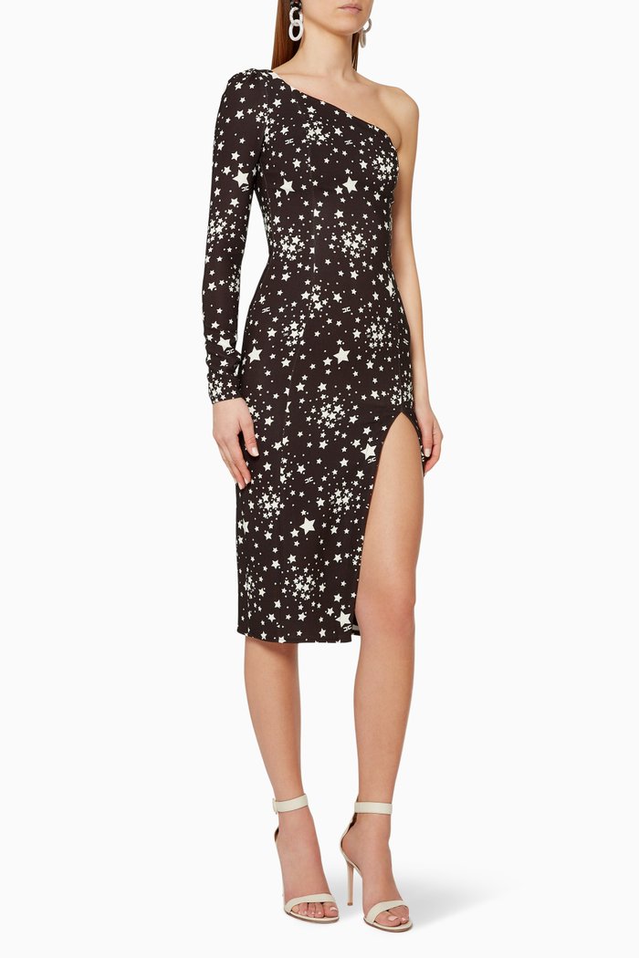 

Micro Star Print Dress, Black