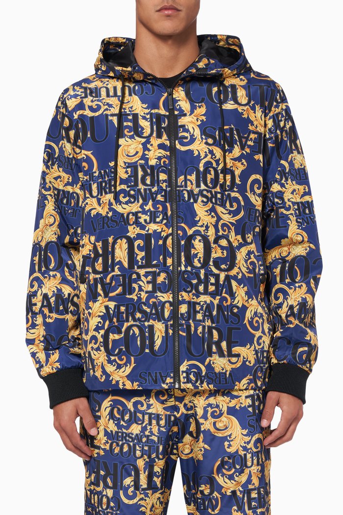 

All-Over Print Hooded Windbreaker, Blue