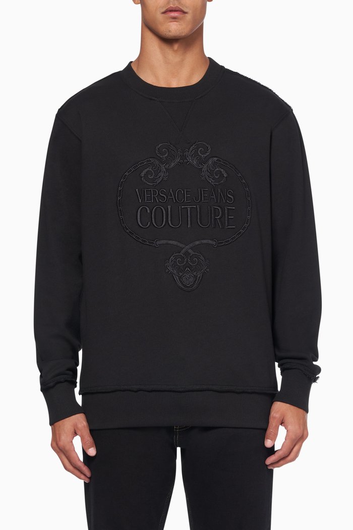 

Embroidered Chain Logo Crewneck, Black