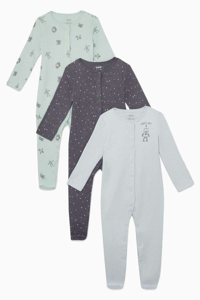 

Robots Non-Slip Sleepsuits, Set of 3, Multicolour