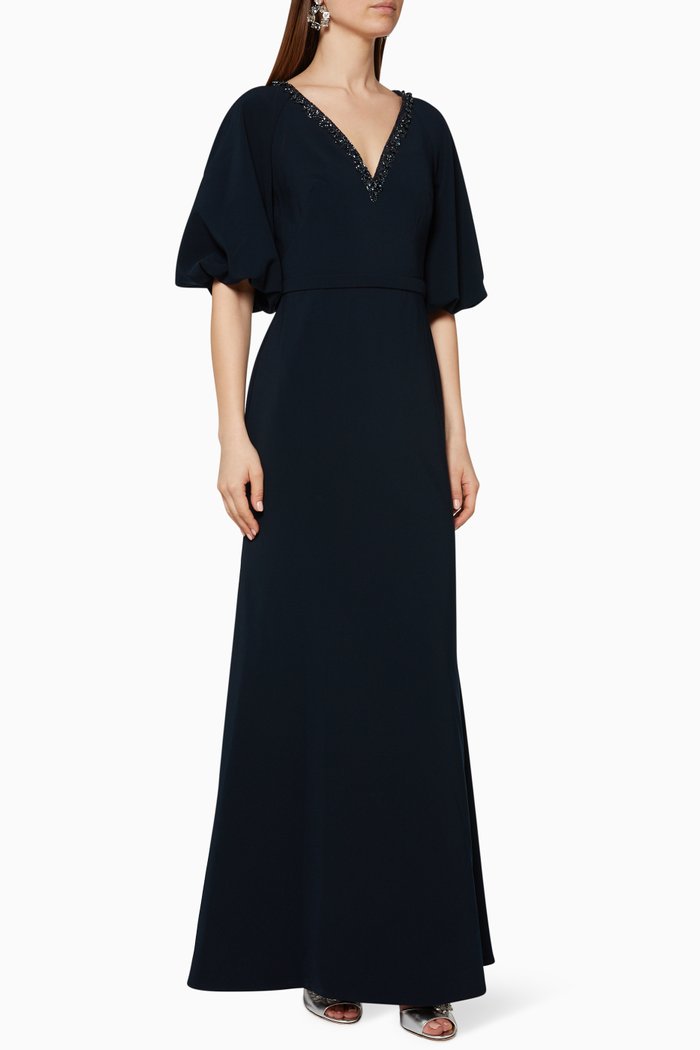 

Beaded Crepe Gown, Blue
