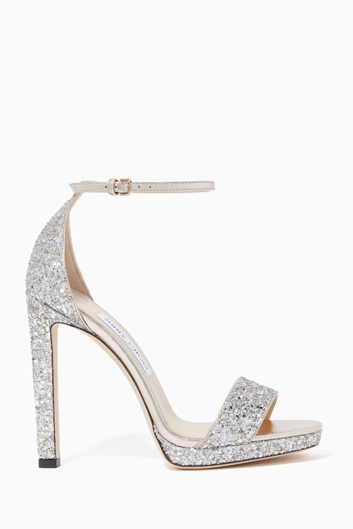 Misty 120 Coarse Glitter Sandals, Silver