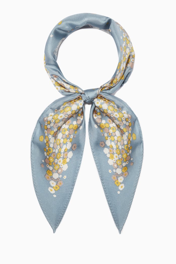 

Horse & Carriage Silk Diamond Scarf, Blue