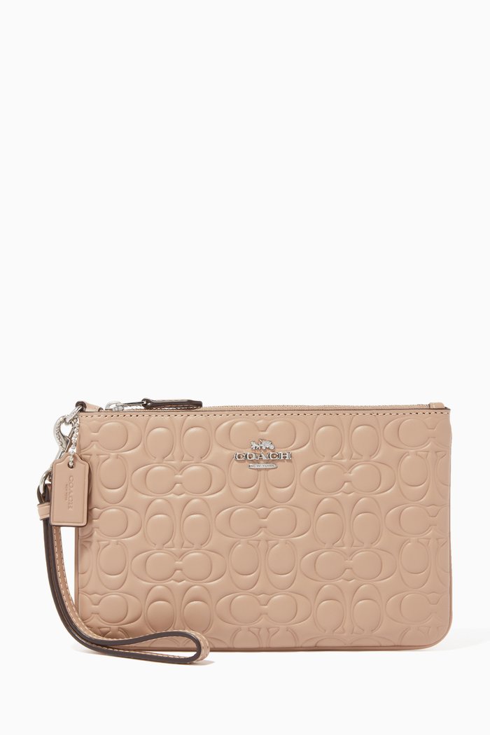 

Small Wristlet in Signature Leather, Brown
