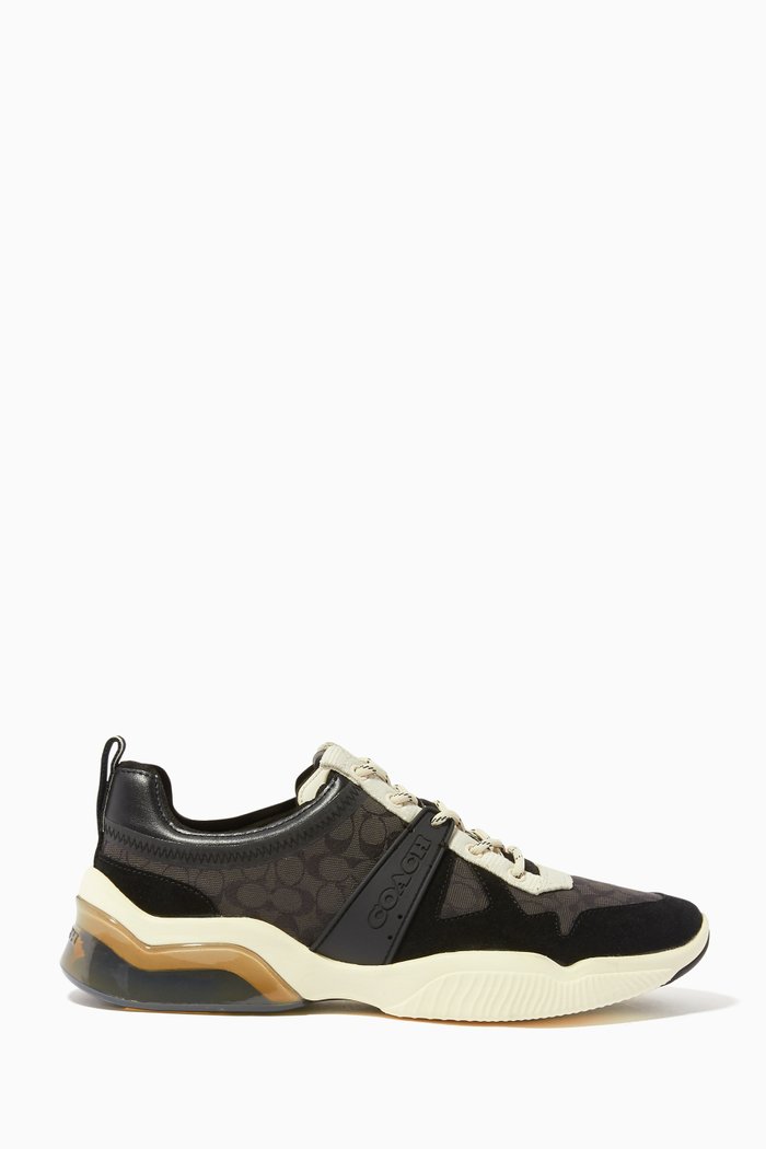 

Citysole Signature Jacquard & Leather Runners, Black