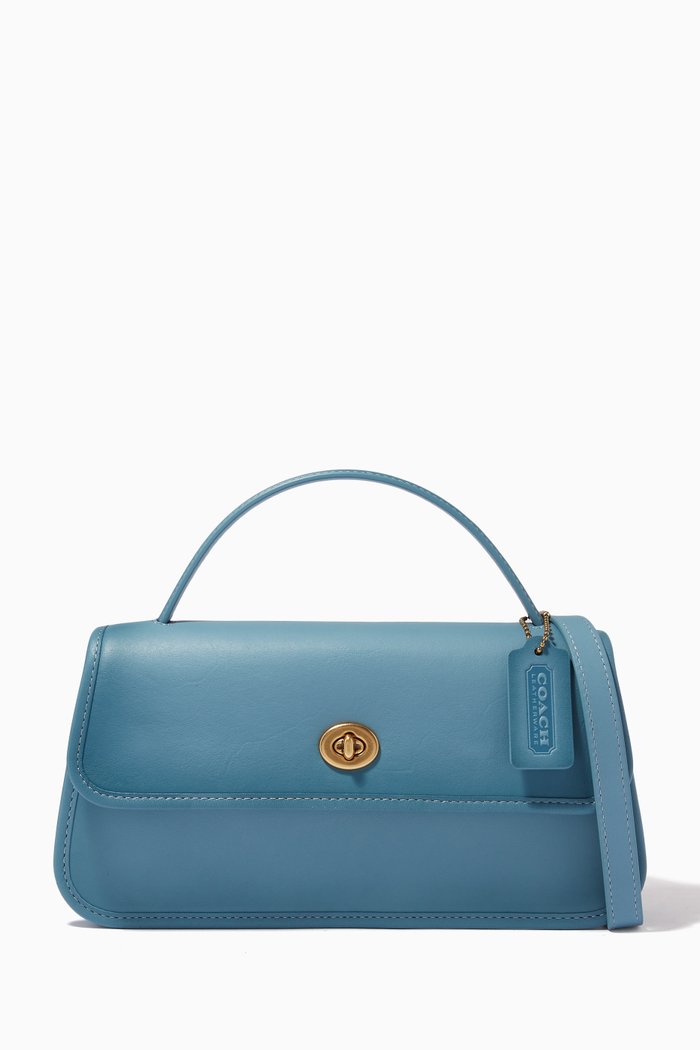 

Turnlock Clutch Bag in Leather, Blue