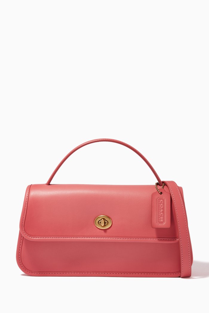 

Turnlock Clutch Bag in Leather, Pink