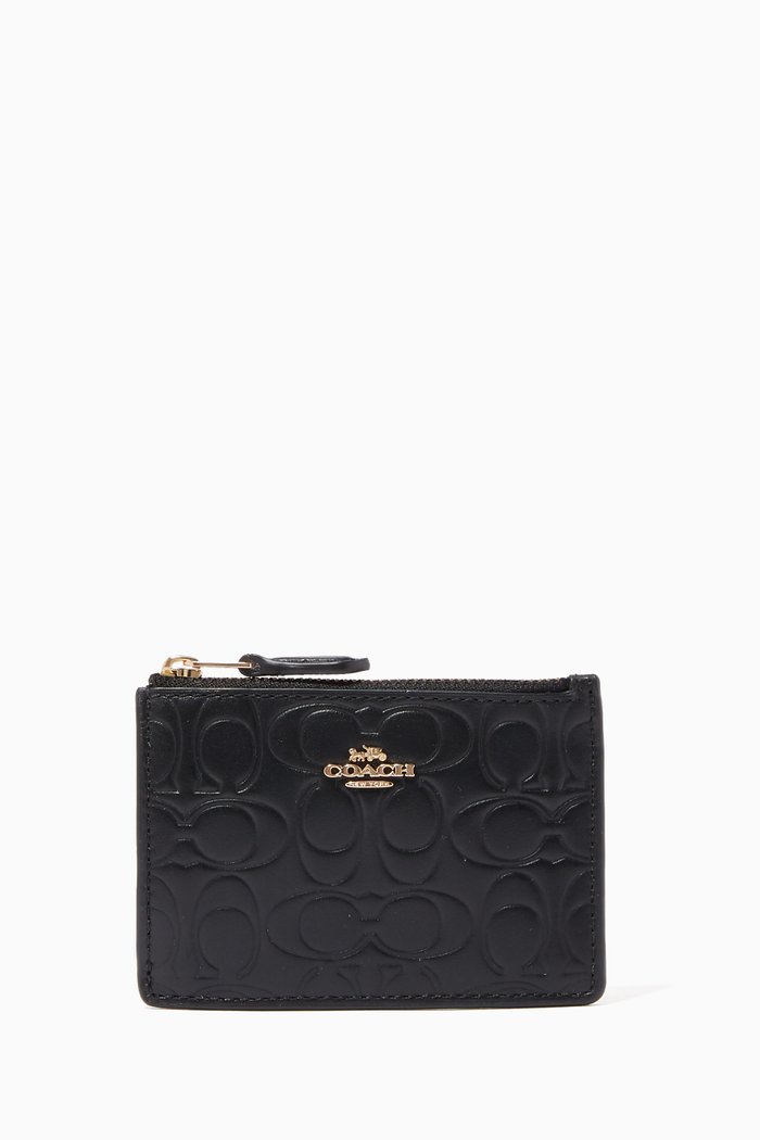 

Mini Signature Leather Skinny ID Case, Black