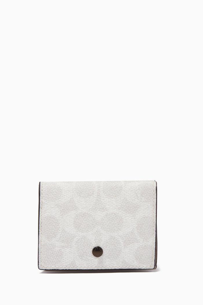 

Trifold Origami Coin Wallet in Signature Canvas, White