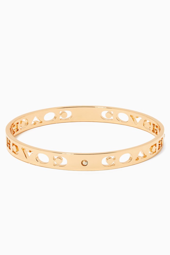

Pierced Coach Bangle, Gold