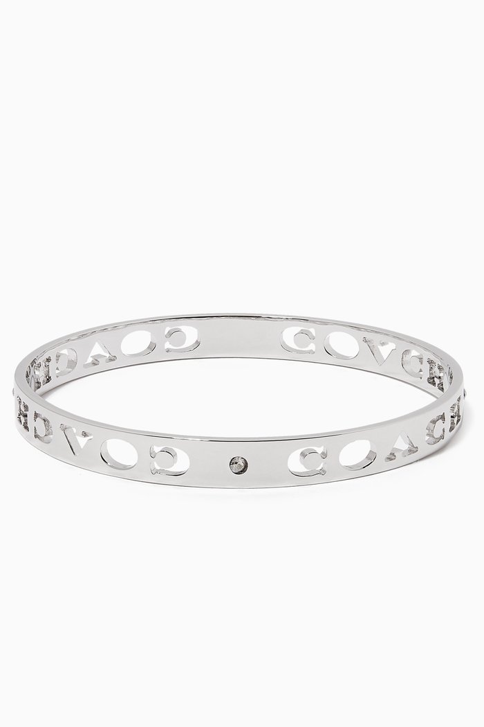 

Pierced Coach Bangle, Silver