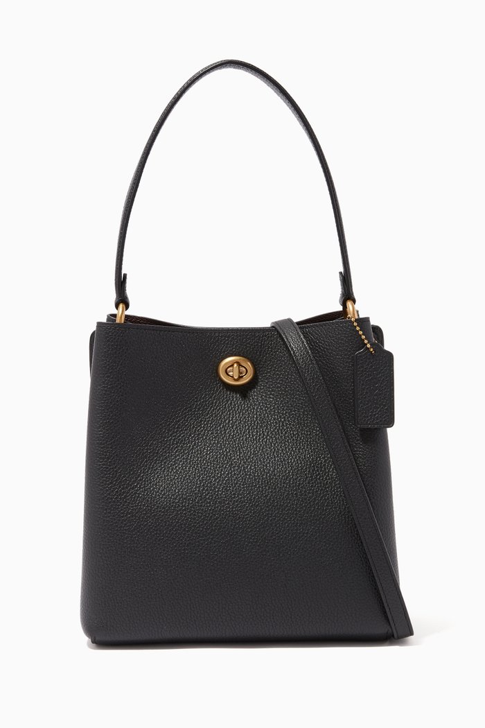 

Charlie 21 Pebble Leather Bucket Bag, Black