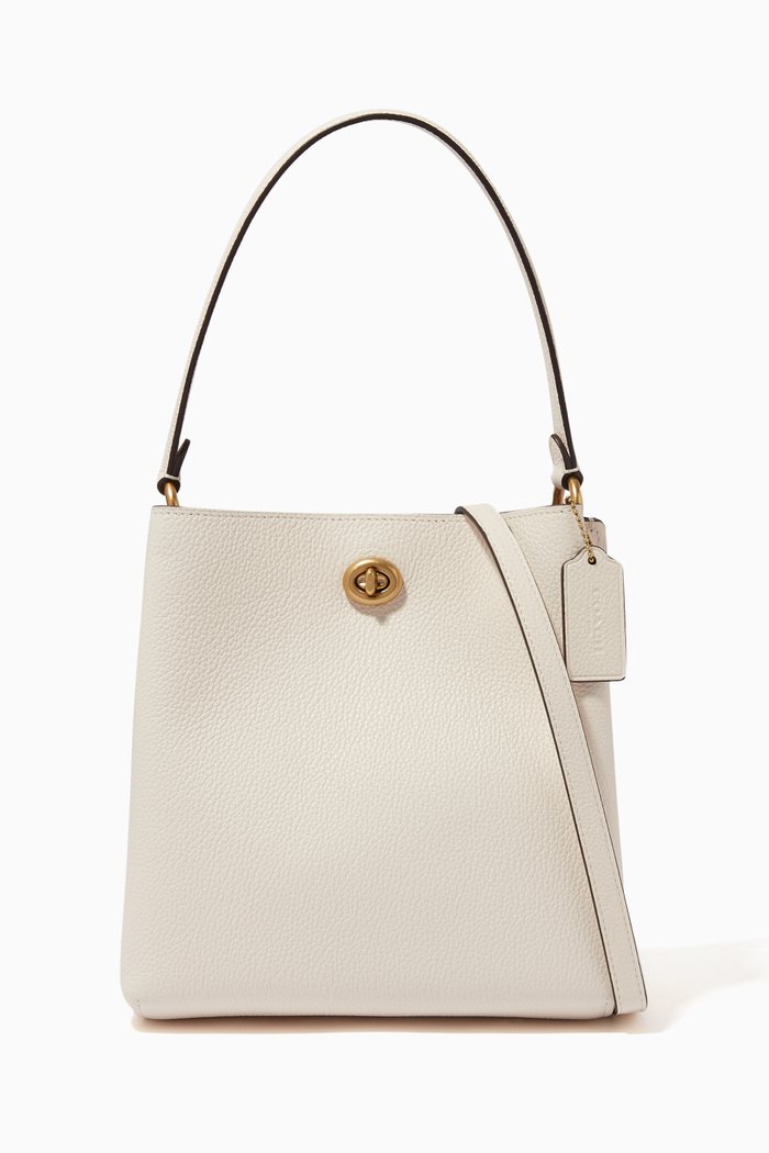 

Charlie 21 Pebble Leather Bucket Bag, White