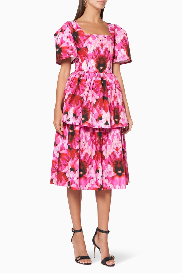 Endangered Floral Cotton Dress, Pink