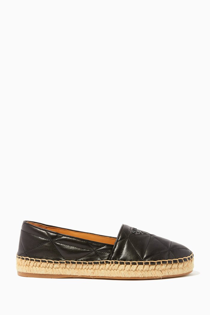 

Quilted Leather Logo Espadrilles, Black