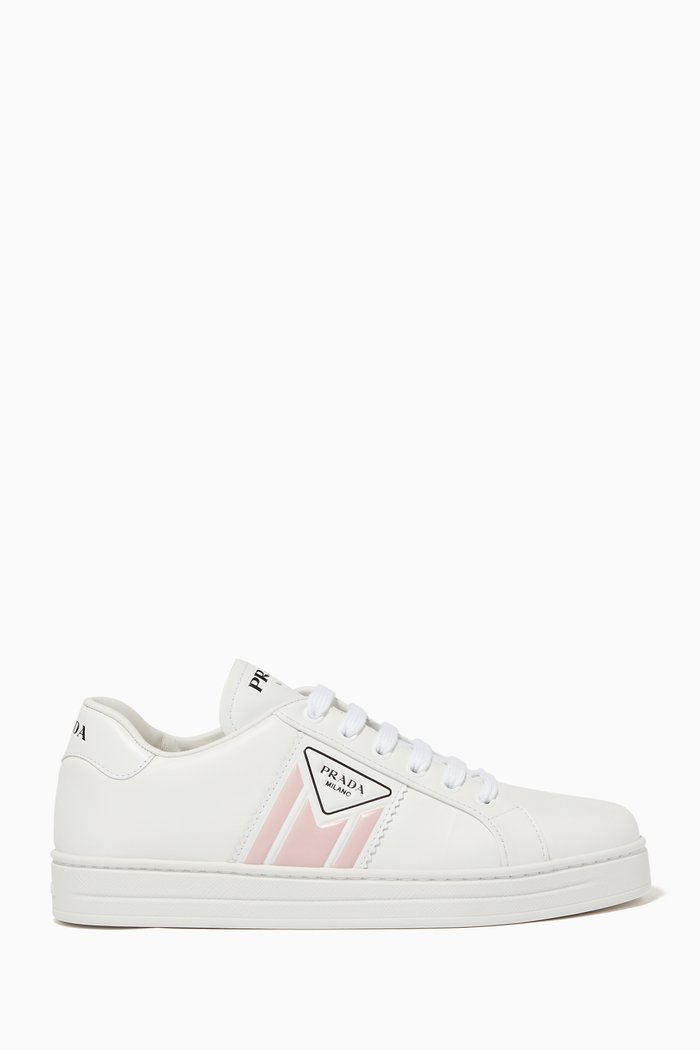 

Triangle Logo Leather Sneakers, White