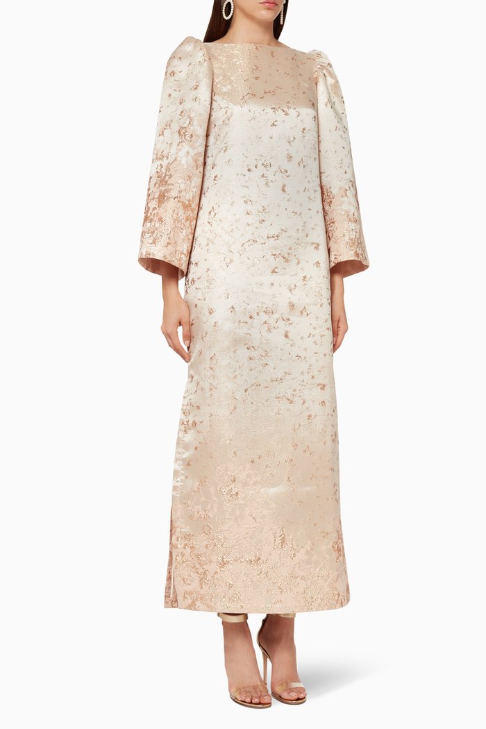 

Boat Cut Jacquard Dress, Pink