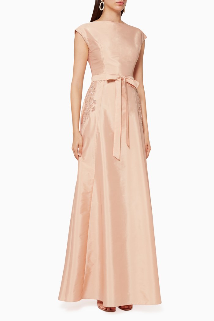 

Embroidered Silk Dress, Pink