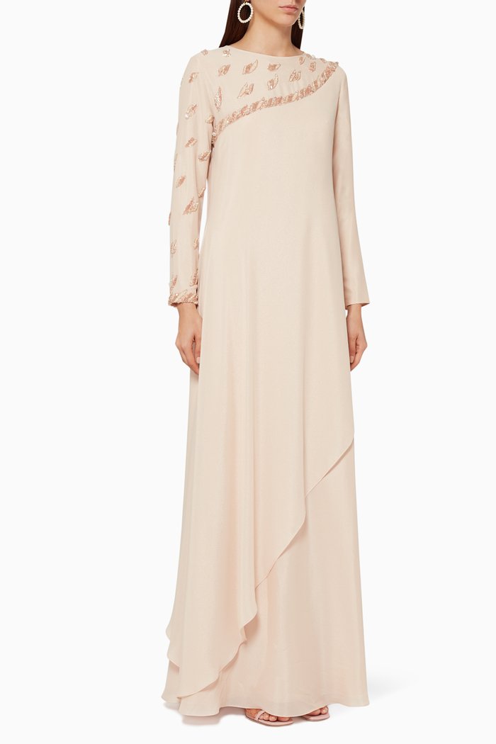 

Embroidered Long Kaftan, Pink