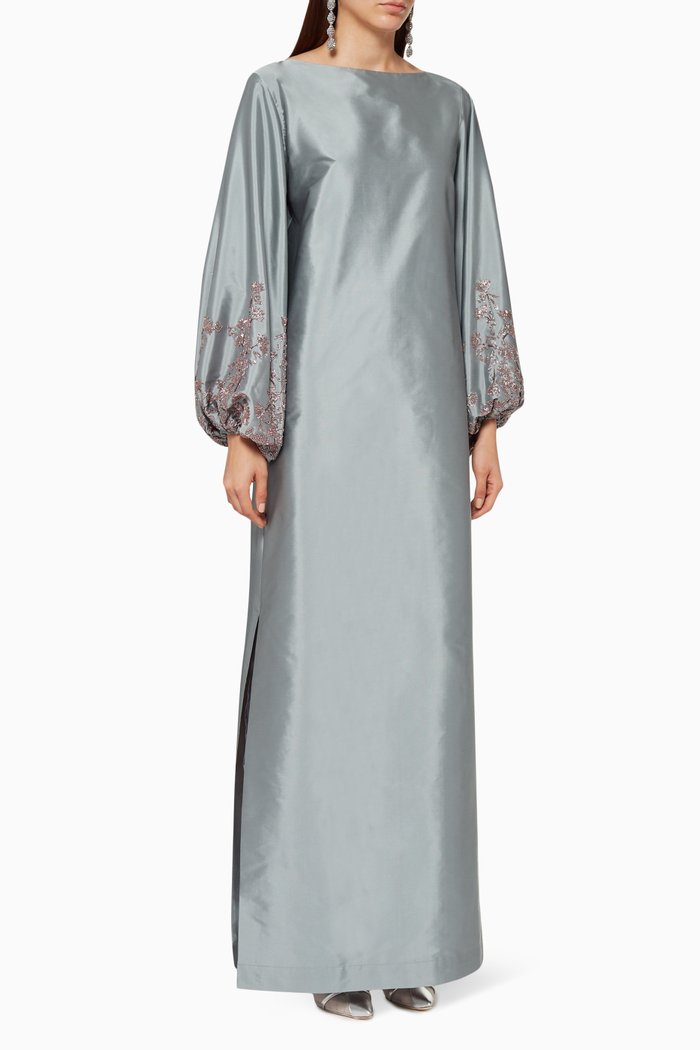 

Embroidered Silk Kaftan, Blue