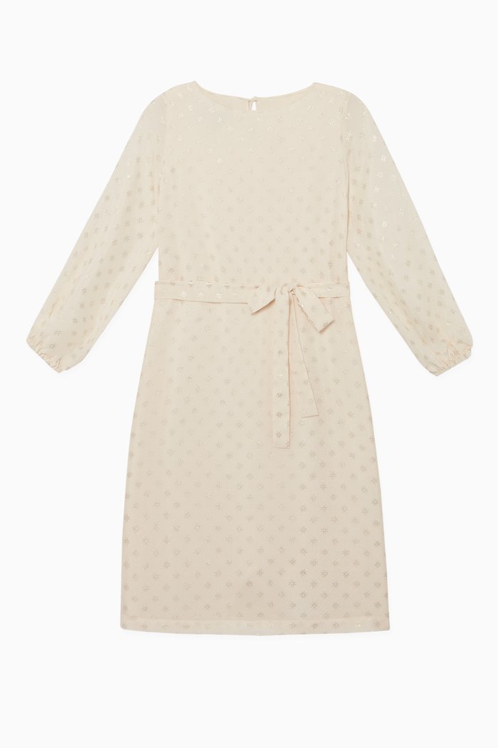 

Logo Print Embroidered Kaftan, White