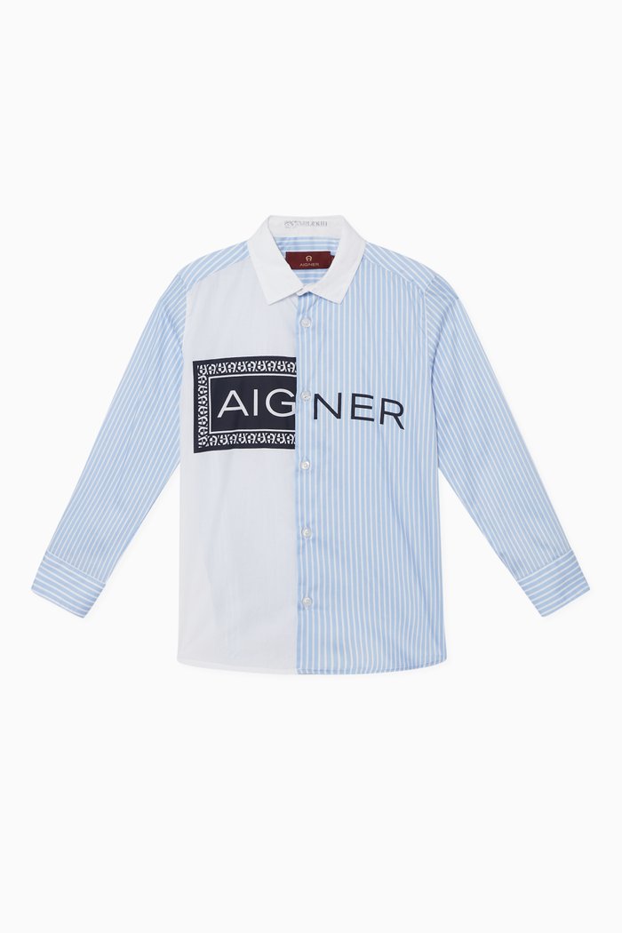 

Striped Logo Shirt, Blue